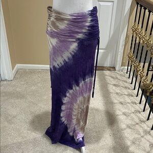 Purple and Cream Tie-Dye Maxi Skirt